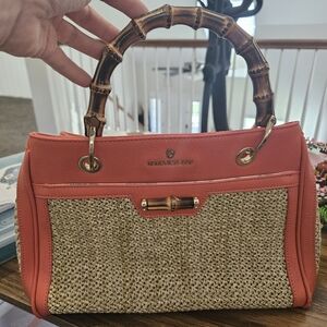 Spartina 449 Coral handbag Bamboo handles